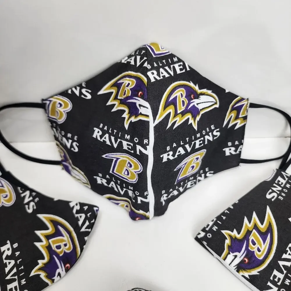 NFL Baltimore Ravens Logo Face Mask Black, Gold, Purple & White Large Size 4 Pk